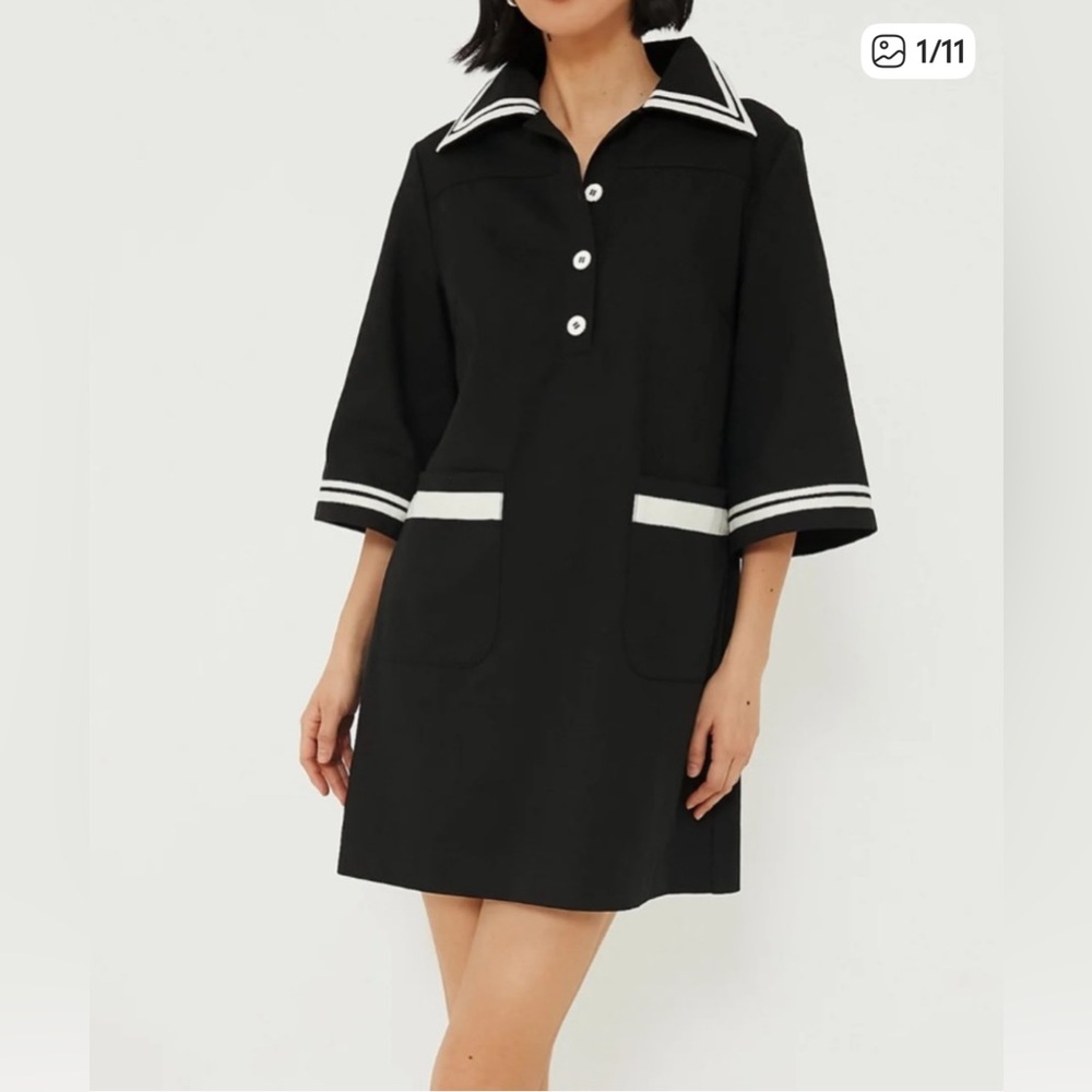Tuckernuck Pomander Place Gardenia Hart Nautical Dress NWOT Black Cotton Twill L